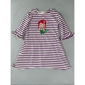 Girls 7 8 Purple Stripe Mermaid Dress Ruffle Sleeve Boutique‎ Style